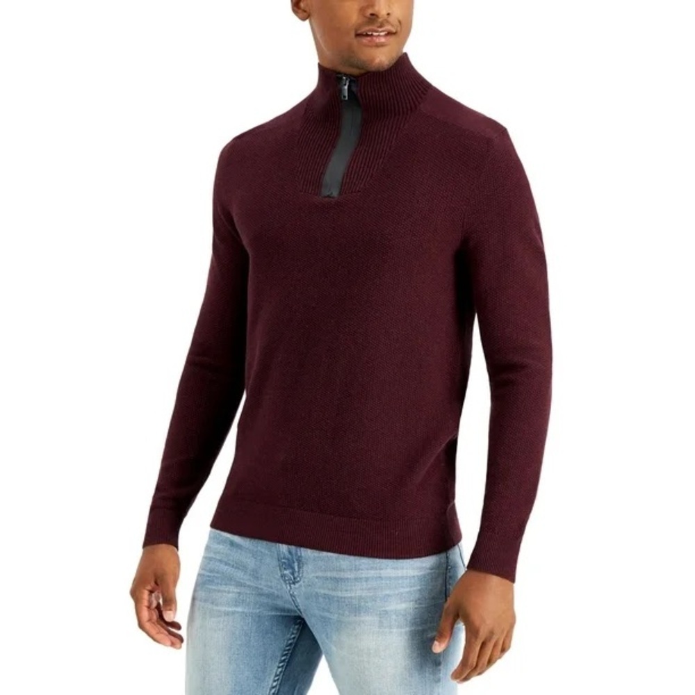 Alfani Mens Quarter-Zip Sweaters, Red Plum, Size XXL NWT